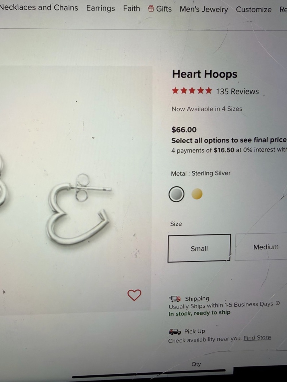 James Avery Silver Heart Hoop Earrings - Picture 3 of 4